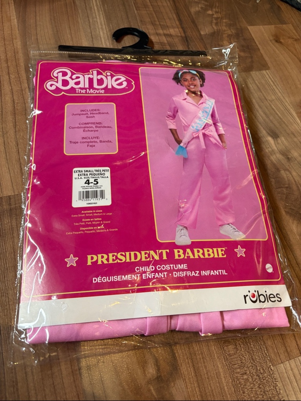 Barbie The Movie President Costume Child (XS) Jumpsuit Sash Halloween NEW IN PKG